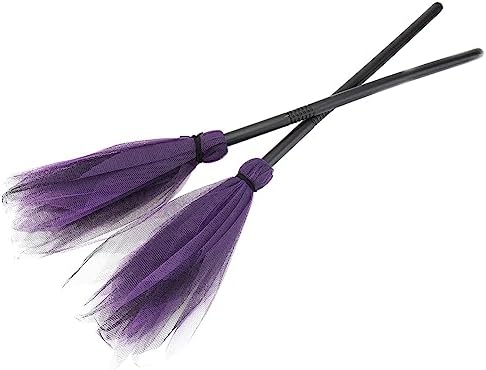 Didiseaon 2Pcs Halloween Witch Broom Plastic Witch Broomstick Broom Stick Witch Costume Broom Prom Outfit Halloween Cosplay Accessory Haunted House Decoration