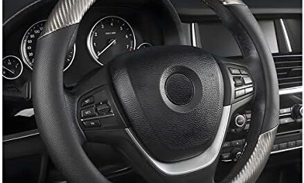 Carbon Fiber Car Steering Wheel Cover, Universal 15 inch Breathable Anti Slip Steering Wheel Covers, Car Interior Accessories for Men and Women, Fit for Most Car, Trucks, SVU (Black/Gray)