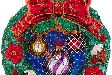 Christopher Radko Hand-Crafted Glass Ornament, Christmas Cheer Wreath