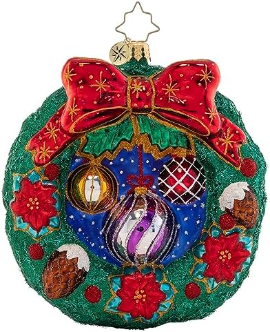 Christopher Radko Hand-Crafted Glass Ornament, Christmas Cheer Wreath