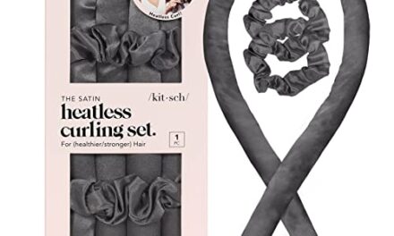 Kitsch Satin Heatless Curling Set – Hair Rollers for Heatless Curls | Heatless Hair Curlers for Overnight Curls | Hair Curlers to Sleep in | Heatless Curling Rod Headband | Heatless Curler – Charcoal