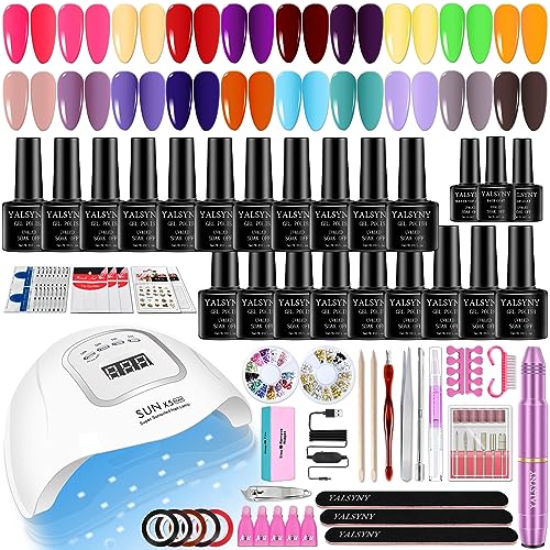 YALSYNY Nail Gel Polish kit,nail lamp,nail tools,Soak OFF Gel Nail Kit Base&Top Coat Gel Polish for DIY Manicure Lovers