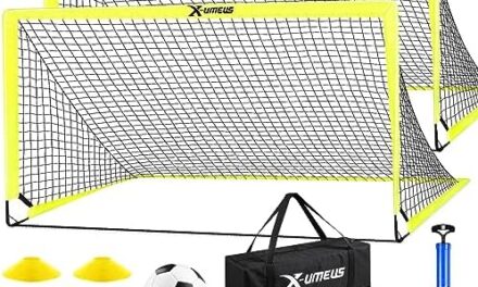 Kids Soccer Goals for Backyard Set of 2, 6×4 ft Portable Pop Up Soccer Goal Training Equipment with Soccer Ball, Ladder and Cones, Soccer Nets for Backyard for Kids Youth Toddler Outdoor Sports Games