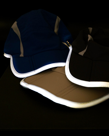 Reflective brim for increased visibility safetyon low-light runs