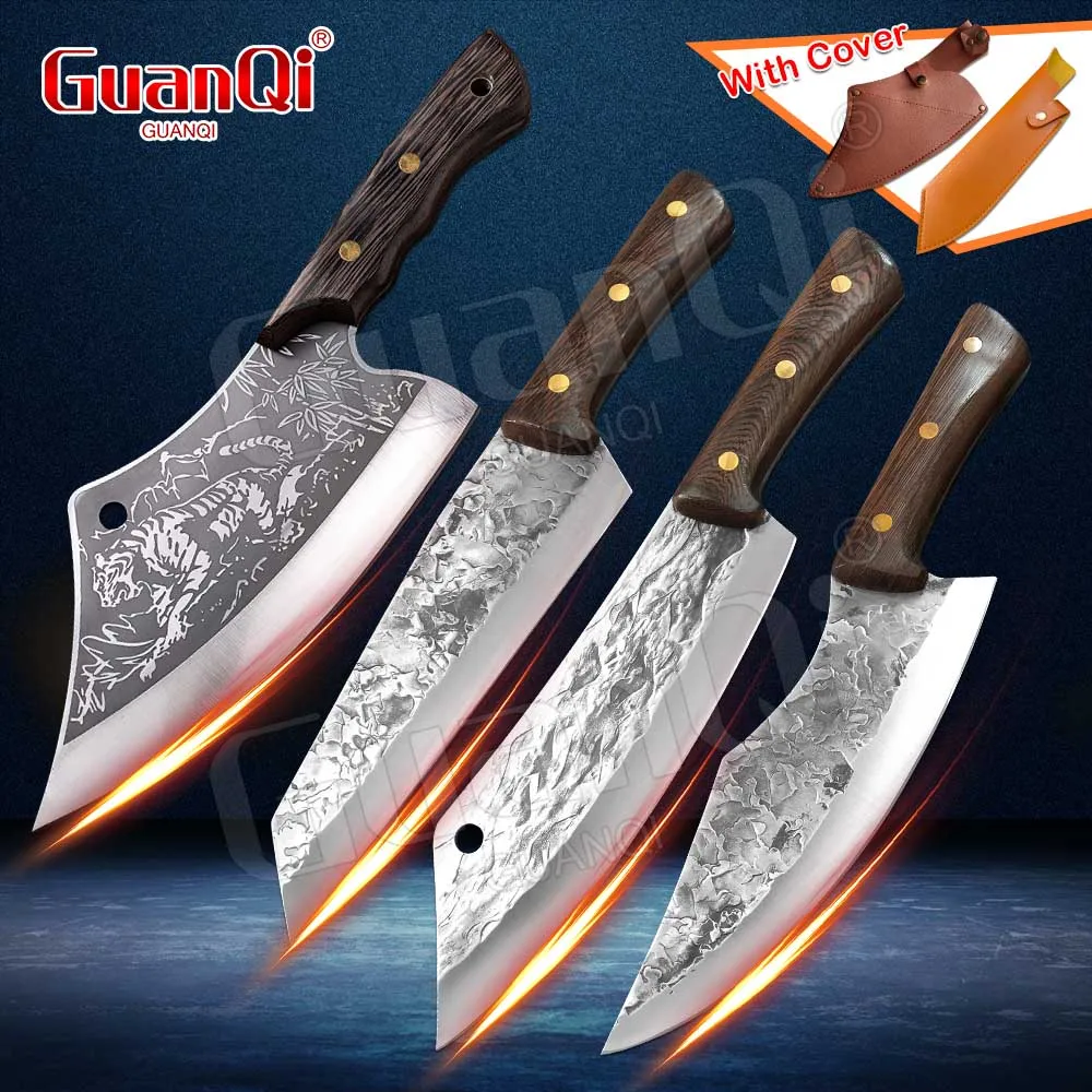 8 Inch Stainless Steel Butcher Knife Fishing Cooking Knife Handmade Forged Bone Knife Meat Cleaver Kitchen Chef Knife