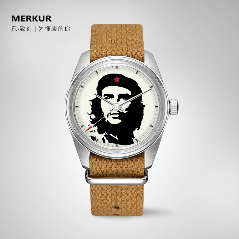 MERKUR Mens Watches Retro Men Watch Fashion Manual Wind Mechanical Wristwatch Classic 50M Waterproof Nylon Strap