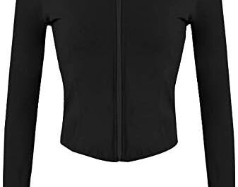 Lviefent Womens Lightweight Full Zip Running Track Jacket Workout Slim Fit Yoga Sportwear with Thumb Holes