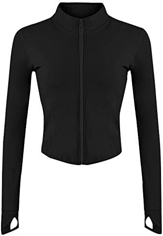 Lviefent Womens Lightweight Full Zip Running Track Jacket Workout Slim Fit Yoga Sportwear with Thumb Holes