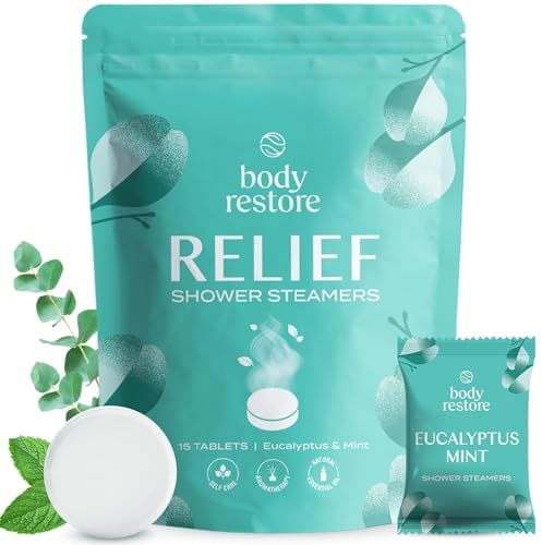 Body Restore Shower Steamers Aromatherapy 15 Pack – Valentines Day Gifts, Relaxation Birthday Gifts for Women and Men, Stress Relief and Luxury Self Care, Eucalyptus