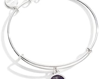 Alex and Ani Birthstones Expandable Bangle for Women, Birthday Crystal Charms, Shiny Finish, 2 to 3.5 in