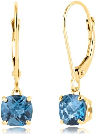 10k Yellow Gold 6mm Round Birthstone Dangle Earrings for Women with Leverbacks by MAX + STONE