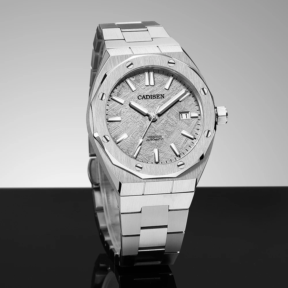CADISEN Ultrathin Automatic Watch Luxury Brand NH35A Movement Mechanical Watch Men Sapphire Mirror Calendar Waterproof