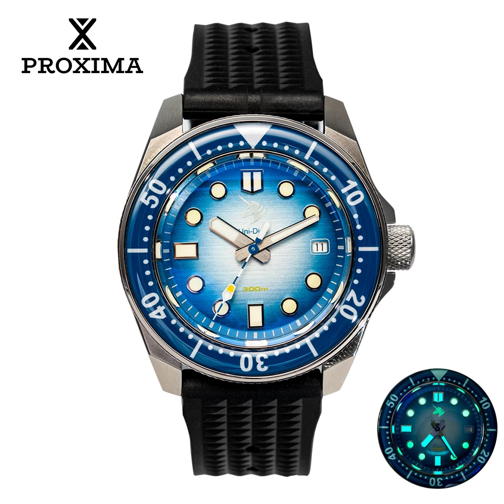 Proxima UD1688-ZXB Diver Aluminum 7000 Mechanical Men Watches Automatic NH35 Movement Rubber Strap Sapphire Bezel Sports