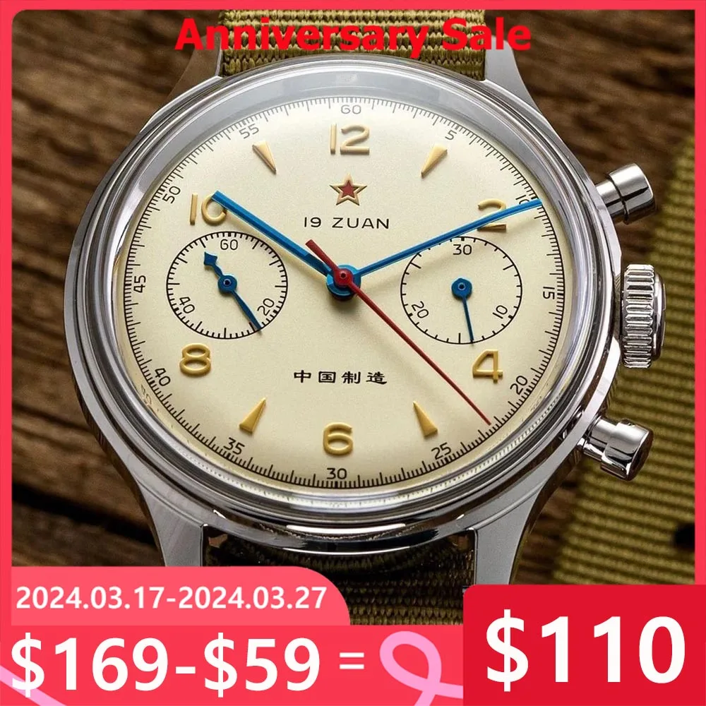 SEAKOSS 38mm 40mm Mechanical Watches Men’s 1963 Chronograph Luminous Original ST1901 Movement Air Force Pilot Aviation Sapphire