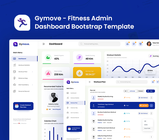 Gymove - Fitness Admin Dashboard Bootstrap HTML Template With Dark view