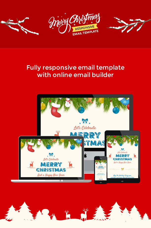 Christmas and New Year Responsive Email Template with Builder - 2