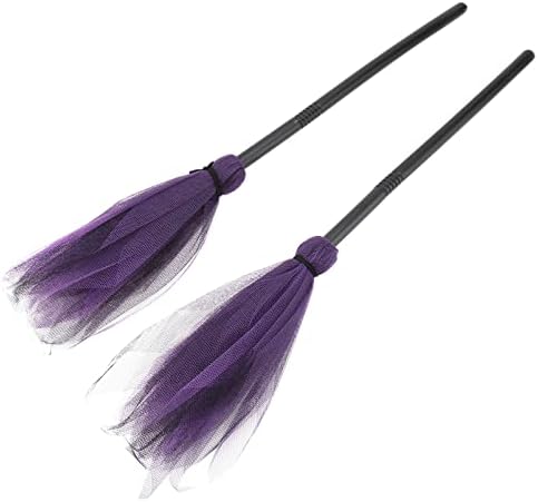 2pcs Halloween Witches Broom Creative Plastic Broom Witch Broomstick Halloween Witch Decoration Witch Costume Props for Kids Adult Party Decoration (Random Color)