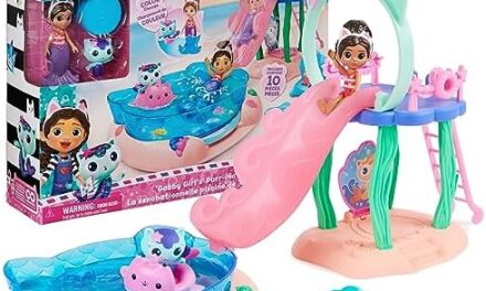 Gabby’s Dollhouse, Purr-ific Pool Playset with Gabby and MerCat Figures, Color-Changing Mermaid Tails and Pool Accessories Kids Toys for Ages 3 and Up