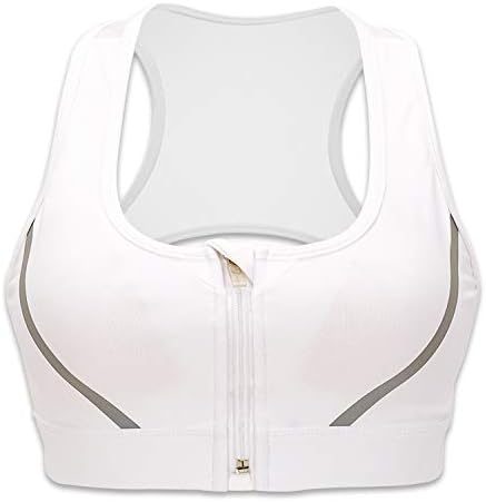 Cordaw Sports Bras with Zipper Front Medium High Impact Support Strappy Back Workout Bra Tops