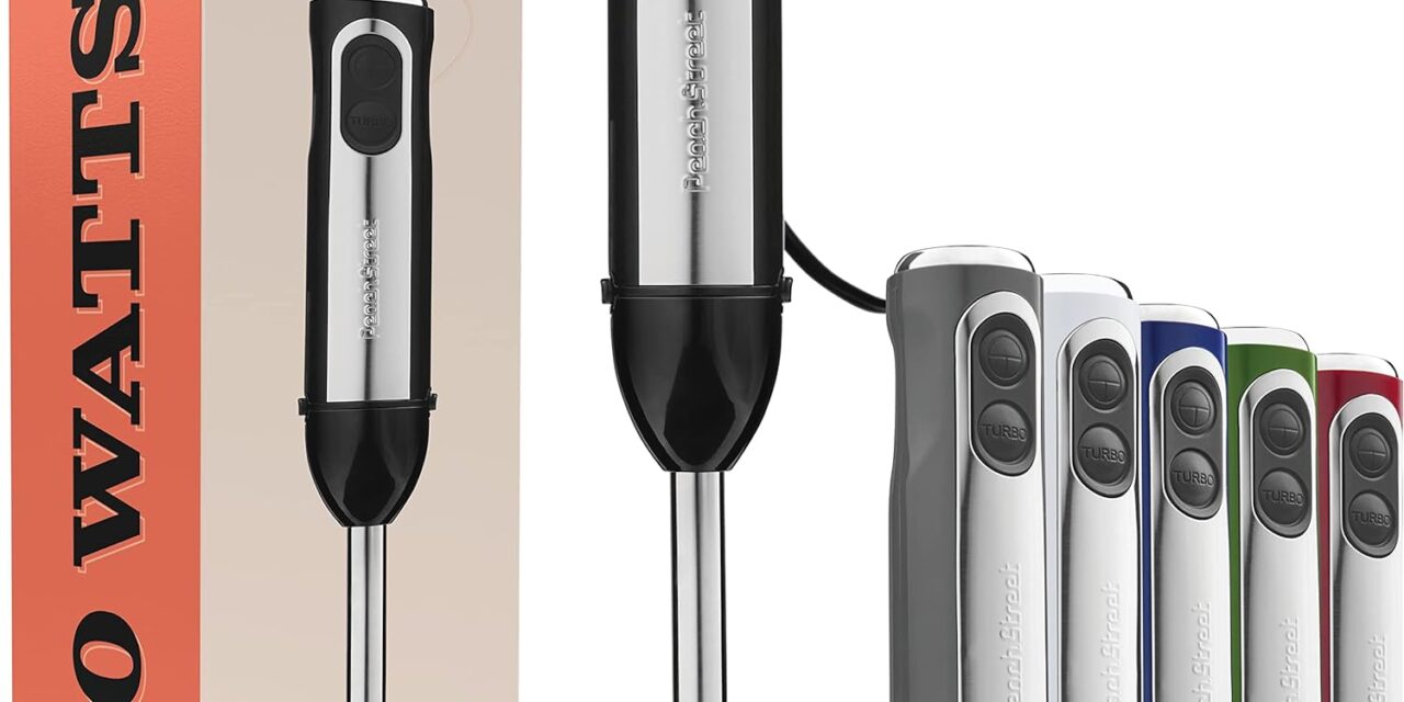 Powerful Immersion Blender, Electric Hand Blender 500 Watt with Turbo Mode, Detachable Base. Handheld Kitchen Gadget Blender Stick for Soup, Smoothie, Puree, Baby Food, 304 Stainless Steel Blades