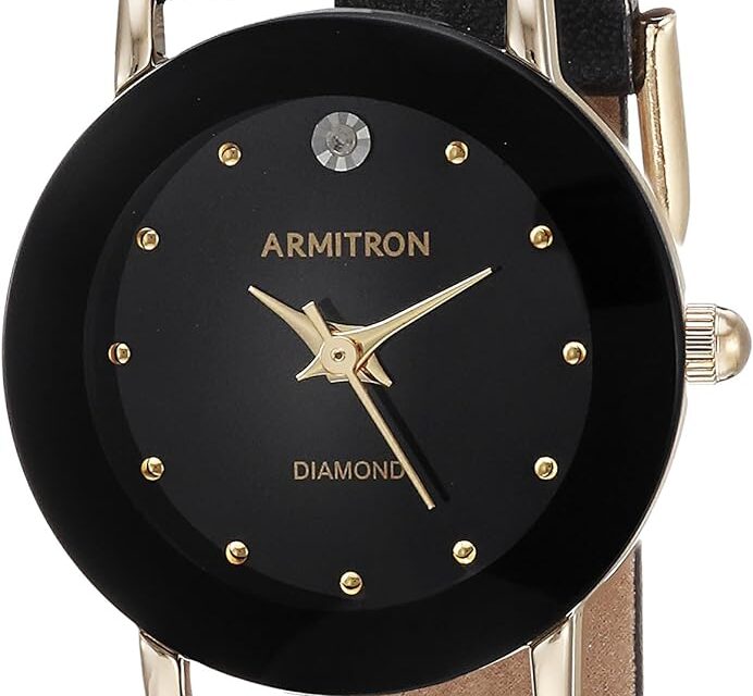 Armitron Women’s 75/2447 Diamond-Accented Leather Strap Watch