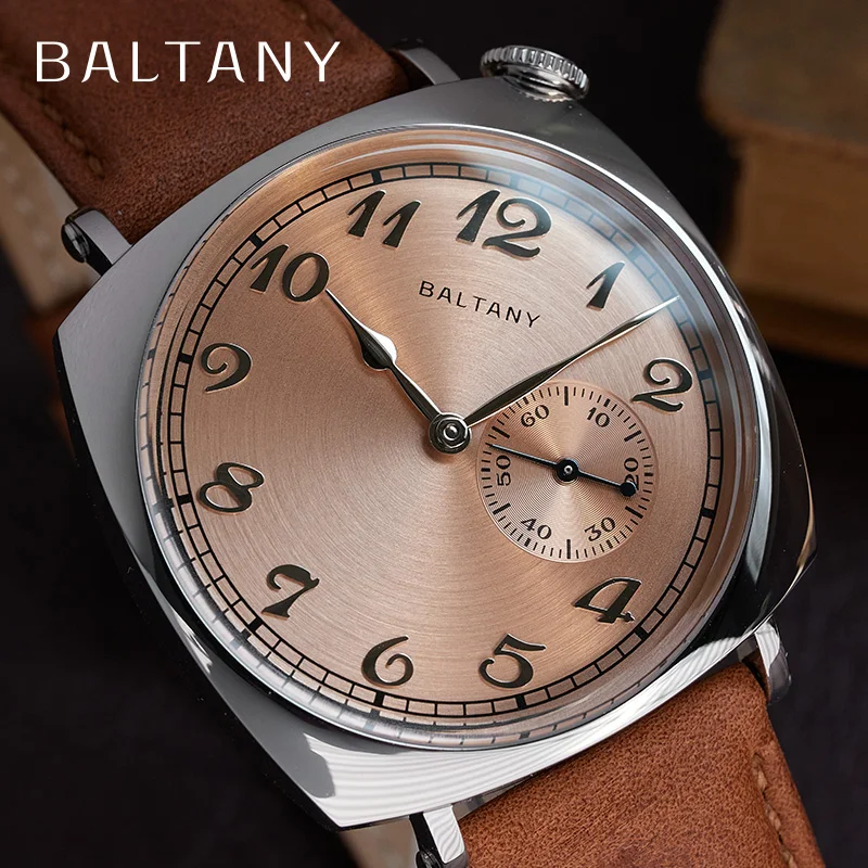 Baltany 1921 Homage Wristwatch Seagull ST1701 Sub-second 34MM Vintage Square Stainless Steel Men Watches