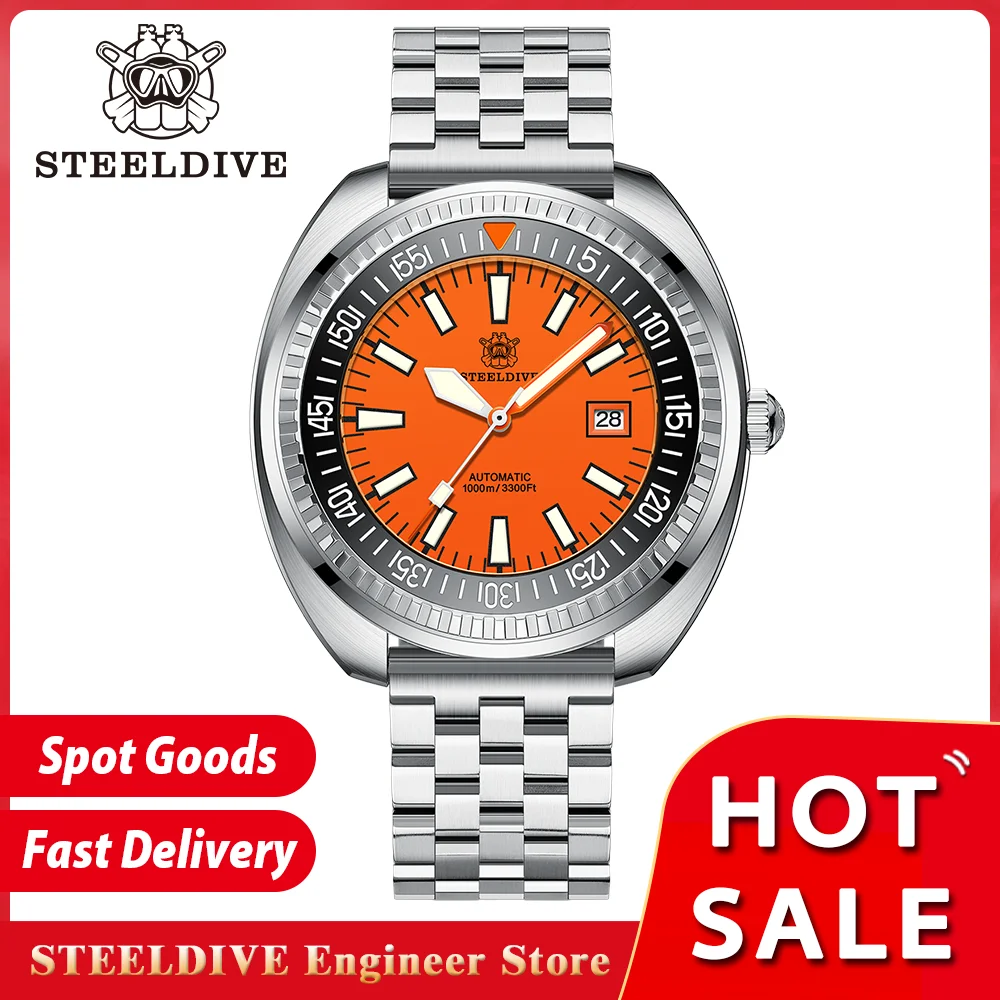 STEELDIVE SD1983 M4 Big Mechanical Watch NH35 Movement Ceramic Bezel 100Bar Waterproof Swiss Luminous Luxury Dive Wristwatches