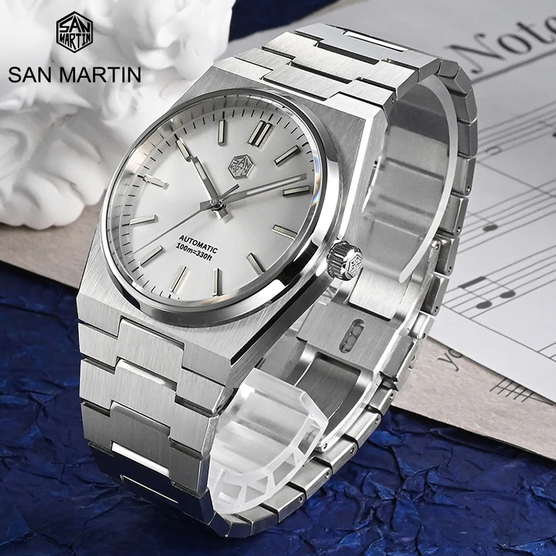 San Martin Men Watch 40mm Miyota 9015 Classic Luxury Dress Automatic Mechanical Watches Quick Release Stainless Steel Bracelet