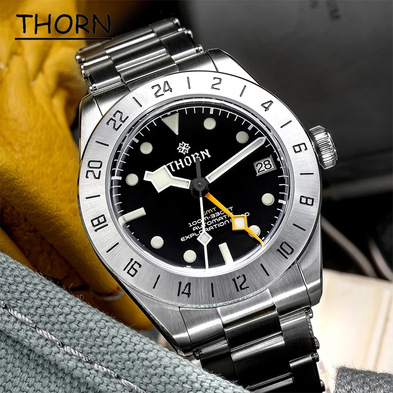 THORN NH34 39mm BB GMT Luxury Men’s Watches Business Dress Watch For Men Automatic Mechanical Sapphire Date Windows C3 Luminous