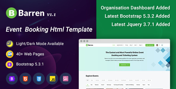 Barren – Event Booking Html Template