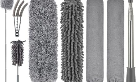 Dusters for Cleaning High Ceiling Fan, Microfiber Duster with Extension Pole 30-100 Inches, FUUNSOO Retractable Gap Dust Brush Cleaner Long Feather Duster for Cleaning Cobweb, Blinds, Furniture