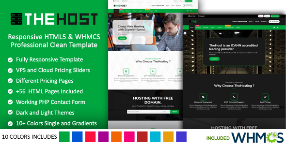 TheHost – Responsive HTML & WHMCS Latest Bootstrap   Web Hosting Premium Template