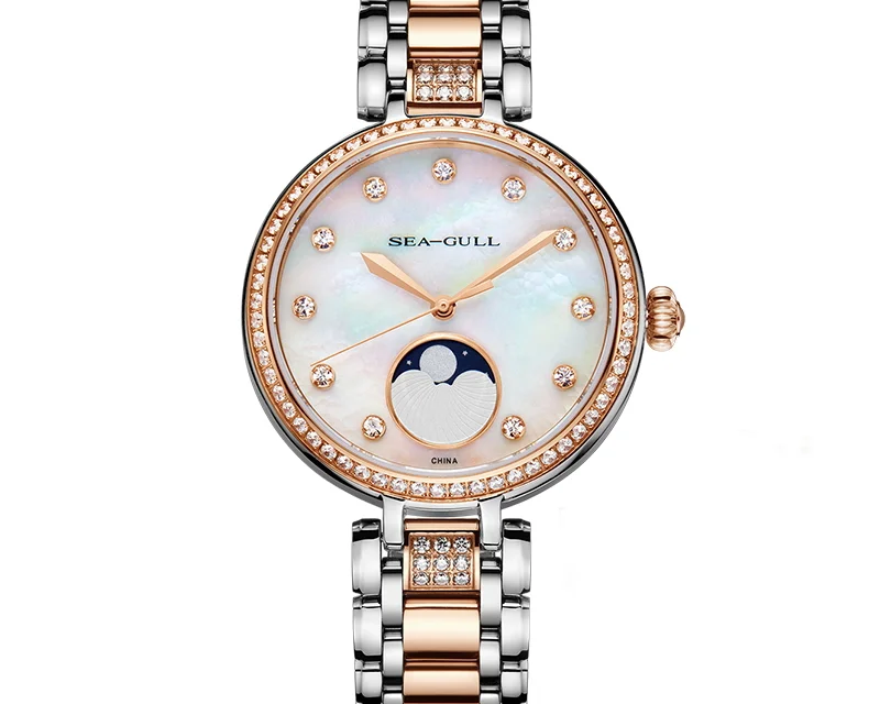 2022 NEW Seagull Women’s Watch Moon Phase Diamond Point Scale Fashion Casual Automatic Mechanical Watch 717.15.6135L