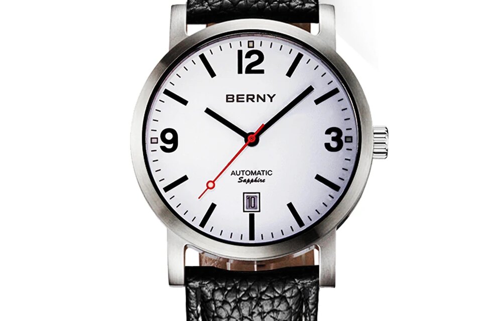 BERNY Men Mechanical Wristwatch 5ATM Waterproof Watch for Male Leather Swiss Railway Timepiece Luxury Brand  Automatic Men Watch