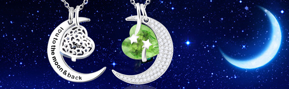 I love you to the moon and back necklace peridot for women