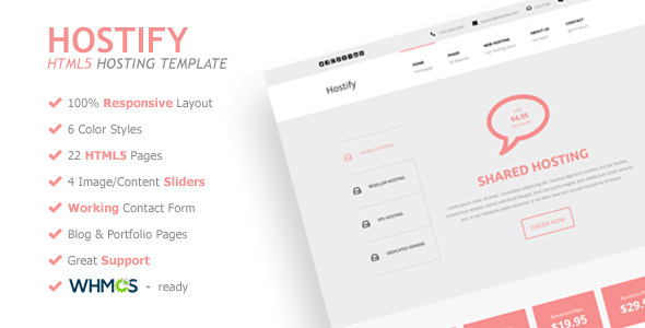 Hostify – Responsive HTML5 Hosting Template