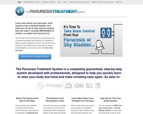 The Paruresis Treatment System – Resources and Help for Shy Bladder – The Paruresis Treatment System was developed with a Doctor of Clinical Psychology to help you learn to overcome your paruresis or shy bladder FAST.