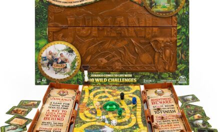 Jumanji Deluxe Game, Immersive Electronic Version of The Classic Adventure Movie Board Game, with Lights and Sounds, Family Game Night Game for Kids & Adults Ages 8 and up