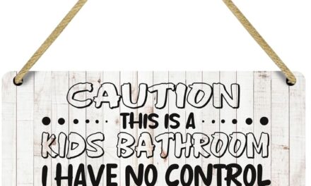 Bathroom Decor Caution Sign Wooden Sign Rustic Motivational Hanging Wall Art Decoration for Home Half Bath Restroom Home Girls Boys Room Nursery Cafe Bar Toilet Wash Room Front Doorwall art