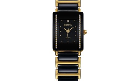 BERNY Ceramic Watch for Women Rectangle Wristwatch Luxury Diamon Quartz Ladies Watch FashionWaterproof  Black Gold Couple Watch