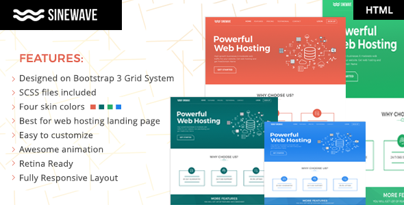 Sinewave – One Page Hosting Landing Page HTML Template