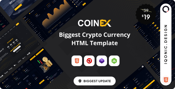 COINEX – ICO, Bitcoin And Crypto Currency HTML Template & Crypto Dashboard