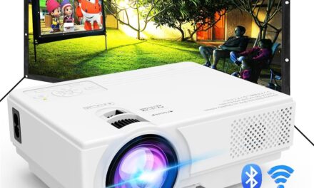 Projector with WiFi and Bluetooth, 2024 Upgrade Outdoor Projector, Mini Movie Projector Supports 1080P Synchronize Smartphone Screen by WiFi/USB Cable for Home Entertainment