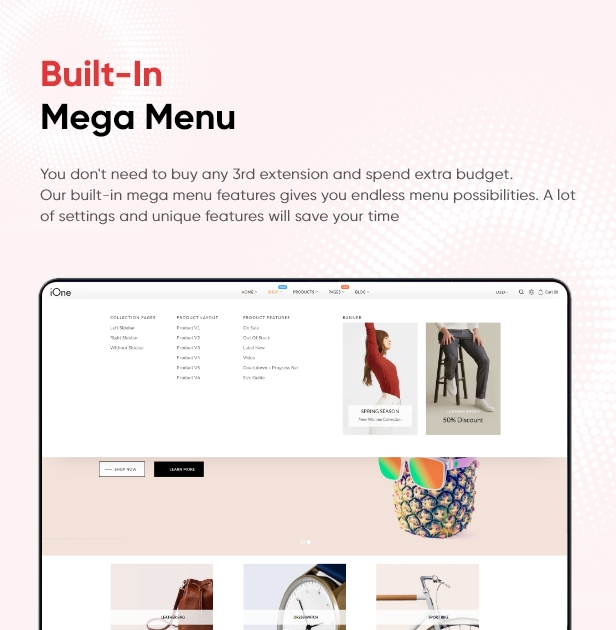 iOne - Drag & Drop Minimal Responsive Shopify Theme - 8