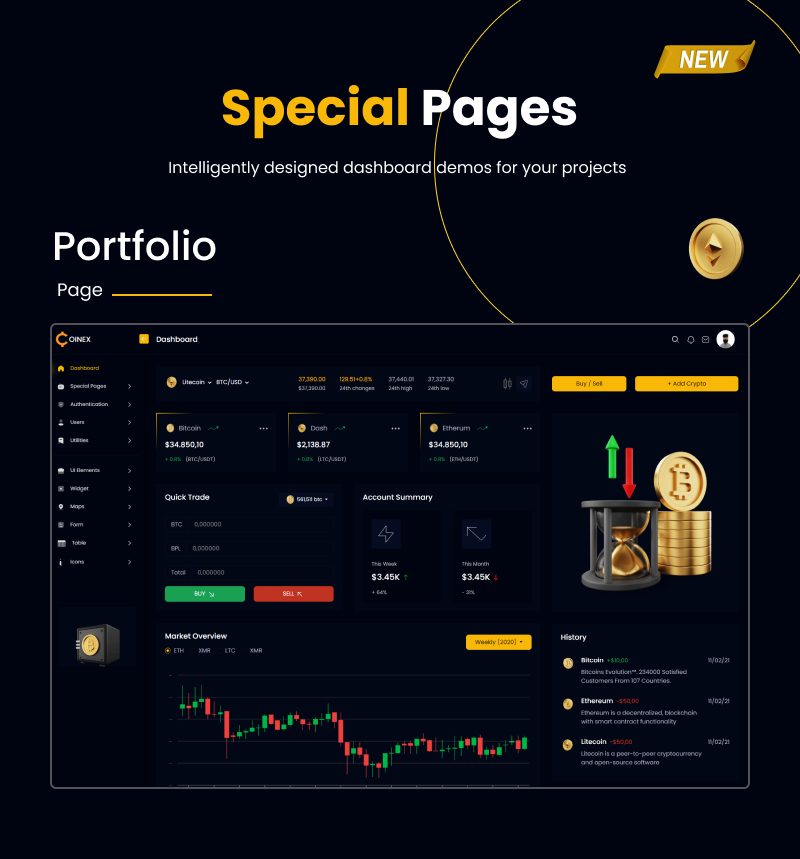 COINEX - ICO, Bitcoin And Crypto Currency HTML Template & Crypto Dashboard - 10