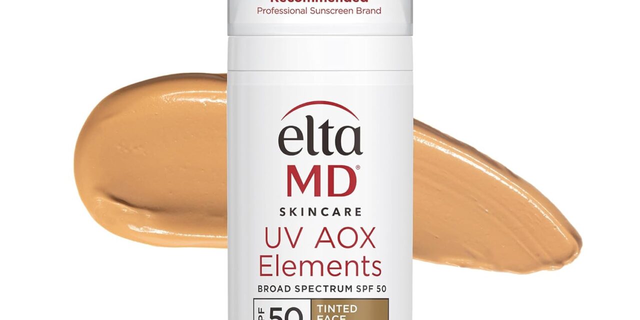 EltaMD UV AOX Elements Tinted Mineral Face Sunscreen, SPF 50, Tinted Sunscreen for Face with Antioxidants, 1.7 oz Pump