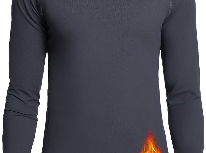 BALEAF Men’s Fleece Thermal Long Sleeve Shirt Cold Weather Workout Tops Moisture Wicking Running Shirt