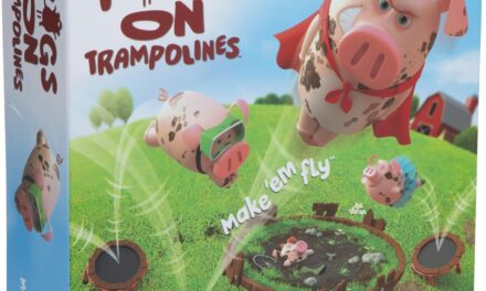 PlayMonster Pigs on Trampolines Game, Fun Board Games for Kids 6-8, Family Games, Trampoline Toys, Flying Pigs Game for Kids, Fast Action Games for Kids 8-12, Games for Family Game Night