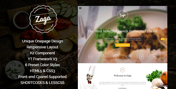 Zaga – Responsive Onepage Restaurant Template