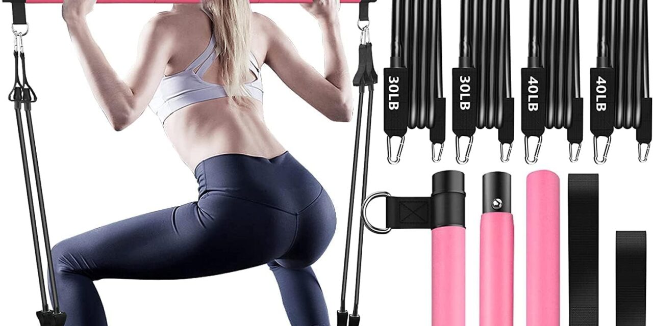 Pilates Bar Kit with Resistance Bands,Pilates Bar with Stackable Bands Workout Equipment for Legs,Hip,Waist and Arm,Exercise Fitness Equipment for Women & Men Home Gym Yoga Pilates